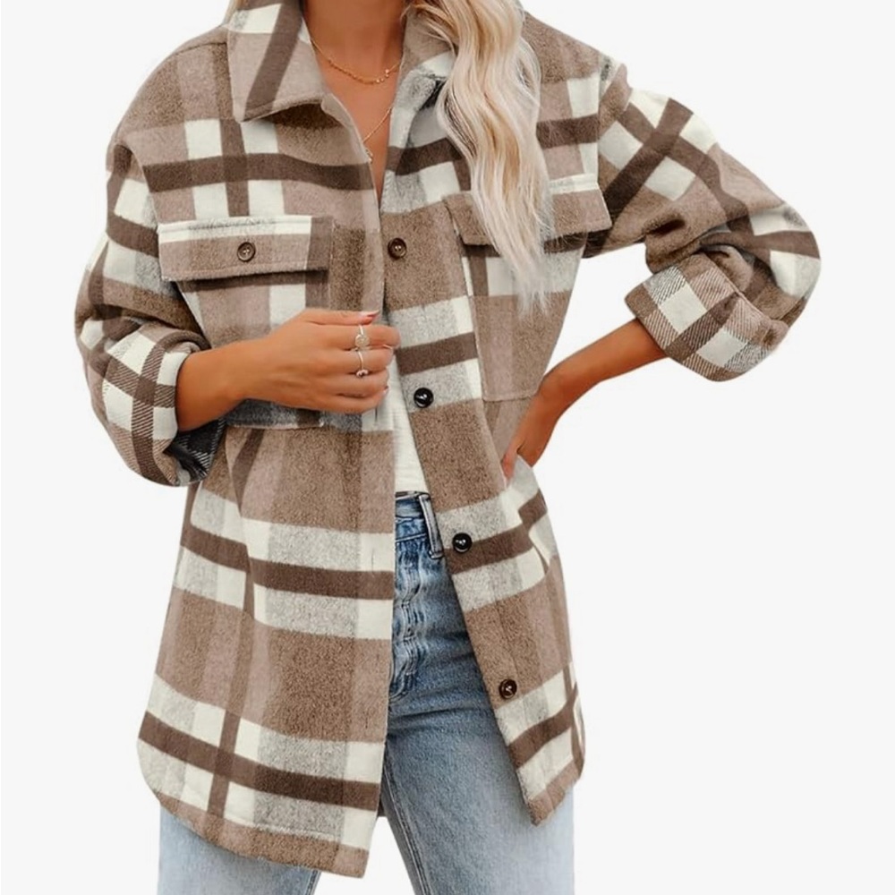 Brown Plaid Shacket - Picture 3 of 5